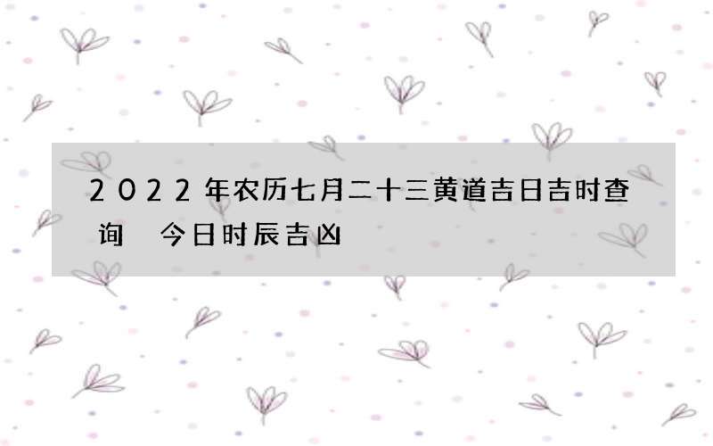 2022年农历七月二十三黄道吉日吉时查询 今日时辰吉凶